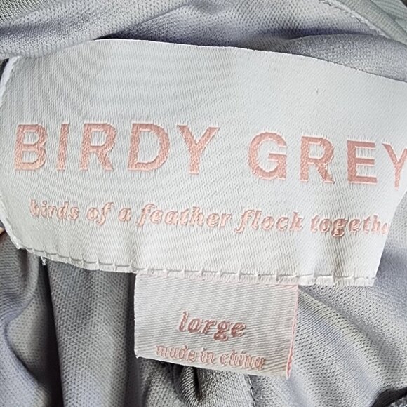 BIRDIE GREY Solid Silver Gray Kiko Halter Mesh Bridesmaid Dress Womens L Large - Picture 5 of 7